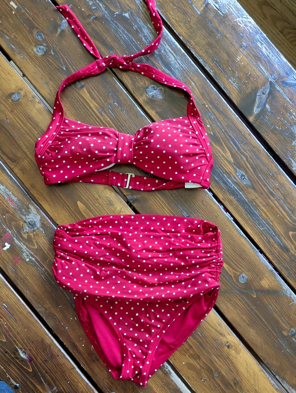 Jantzen Red White Polka Dot High-Waist Bikini